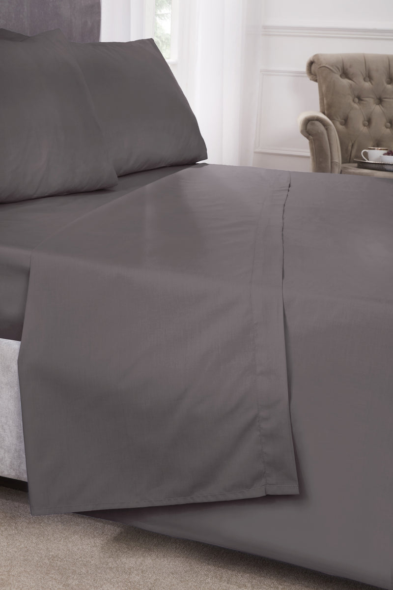 180 Thread Count Percale Fitted Sheet in Grey