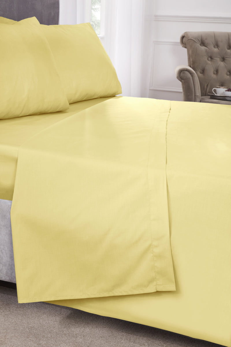 180 Thread Count Percale V Shaped Pillowcase in Lemon