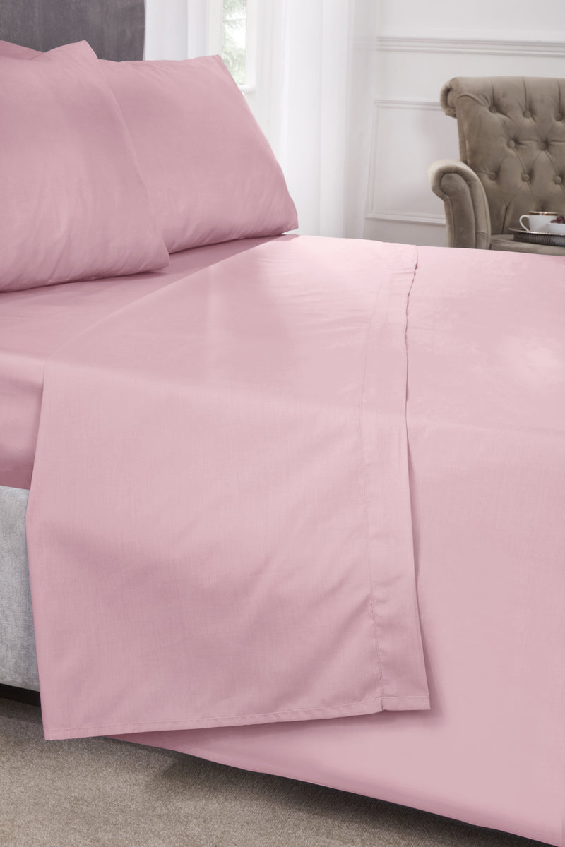180 Thread Count Percale Fitted Sheet in Pink