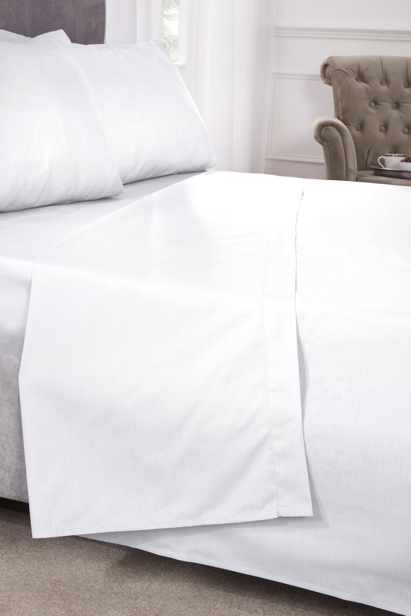 180 Thread Count Percale Flat Sheet in White