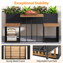 PE Rattan Garden Planter Table with Built-in Chairs and Storage Space