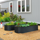 Outsunny Set of 2 Raised Beds for Garden with Metal Plant Stakes, Dark Grey