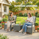 Outsunny 3 Pieces Rattan Bistro Set, Wicker Garden Furniture Set, Light Grey