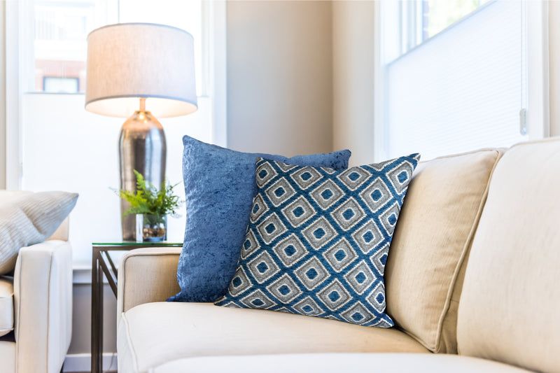 Pisa Geometric Jacquard Cushion Cover in Navy