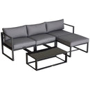 Outsunny 5-Piece Outdoor Patio Set Padded Cushion Coffee Table Aluminum Tube