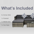 Outsunny Rattan Sofa Set with Chez Lounge and Coffee Table - Grey