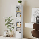 HOMCOM Narrow Bookshelf with Drawer, Tall Bookcase for Living Room, White