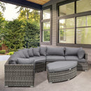 Outsunny Outdoor Rattan Corner Sofa Set 6 Piece - Grey