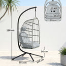 Outsunny Hanging Egg Chair, Outdoor Swing Chair with Stand, Light Grey