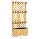 Outsunny Wooden Raised Planter with Trellis and 2 Shelves, Nature Wood