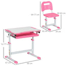 HOMCOM Kids Desk and Chair Set - Pink