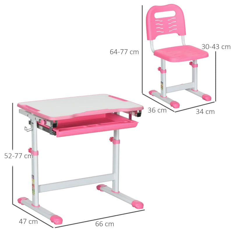 HOMCOM Kids Desk and Chair Set - Pink