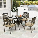 Outsunny 5 Pieces Cast Aluminium Garden Dining Set With Parasol Hole, Bronze