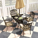 Outsunny 5 Pieces Cast Aluminium Garden Dining Set With Parasol Hole, Bronze