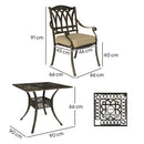 Outsunny 5 Pieces Cast Aluminium Garden Dining Set With Parasol Hole, Bronze