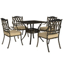 Outsunny 5 Pieces Cast Aluminium Garden Dining Set With Parasol Hole, Bronze