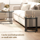 HOMCOM 2 Pieces Round Nesting Coffee Tables With Tempered Glass Top, Black