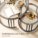 HOMCOM 2 Pieces Round Nesting Coffee Tables With Tempered Glass Top, Black
