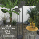 Outsunny 3-Light Solar Rattan Floor Lamp With Shelf, Auto On/Off, Grey