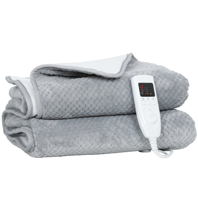 HOMCOM Heated Throw With Ultra Soft Velvet, Electric Blanket, Grey