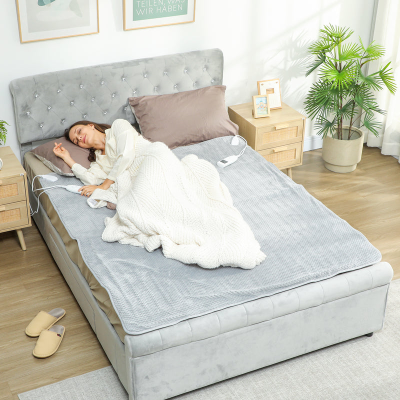 HOMCOM Heated Throw With Ultra Soft Velvet, Electric Blanket, Grey