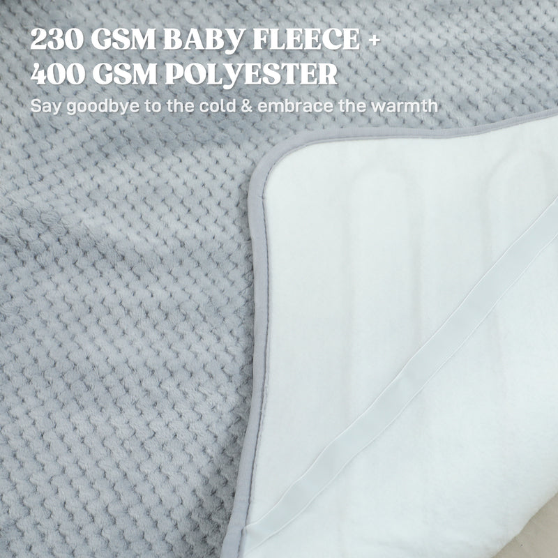 HOMCOM Heated Throw With Ultra Soft Velvet, Electric Blanket, Grey