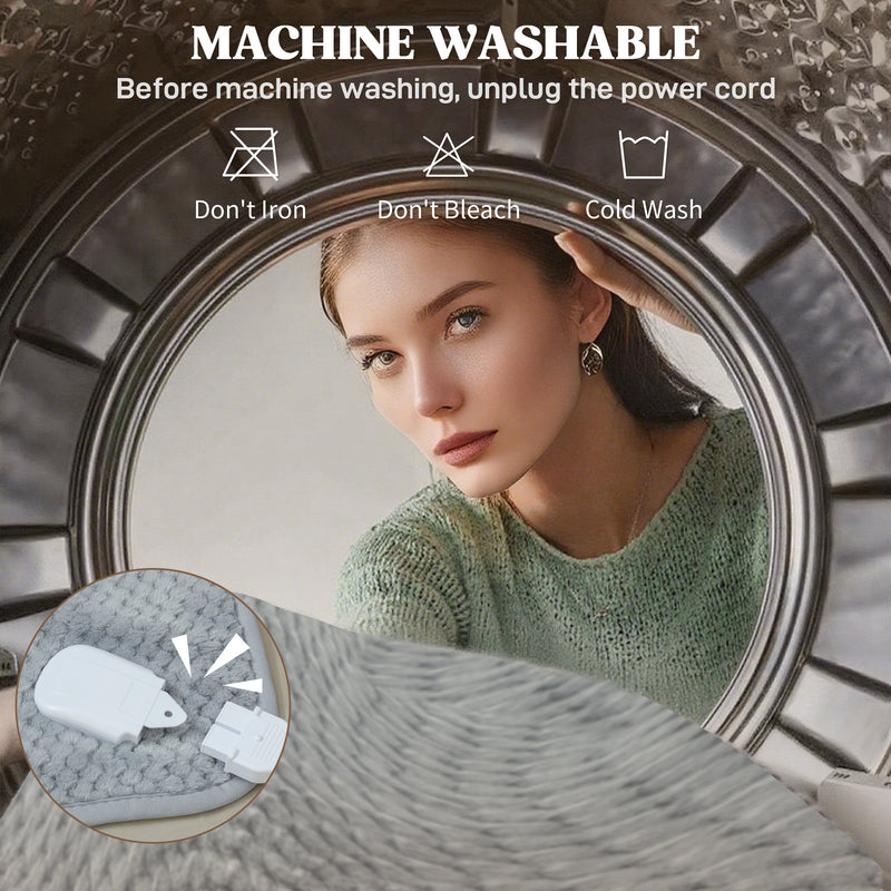 HOMCOM Heated Throw With Ultra Soft Velvet, Electric Blanket, Grey