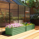 Outsunny Set of 2 Raised Garden Bed Galvanised Planter Box, Light Green