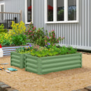 Outsunny Set of 2 Raised Garden Bed Galvanised Planter Box, Light Green