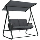 Outsunny 2-Seater Rattan Swing Chair, Outdoor Garden Hanging Swing Seat