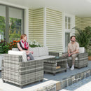 Outsunny 5 Seater Wicker Outdoor Furniture Set For Balcony