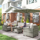 Outsunny 5 Seater Wicker Outdoor Furniture Set For Balcony