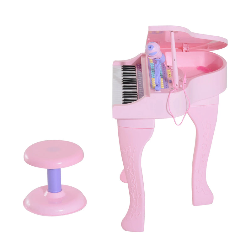 HOMCOM Mini Electronic Piano W/Stool-Pink