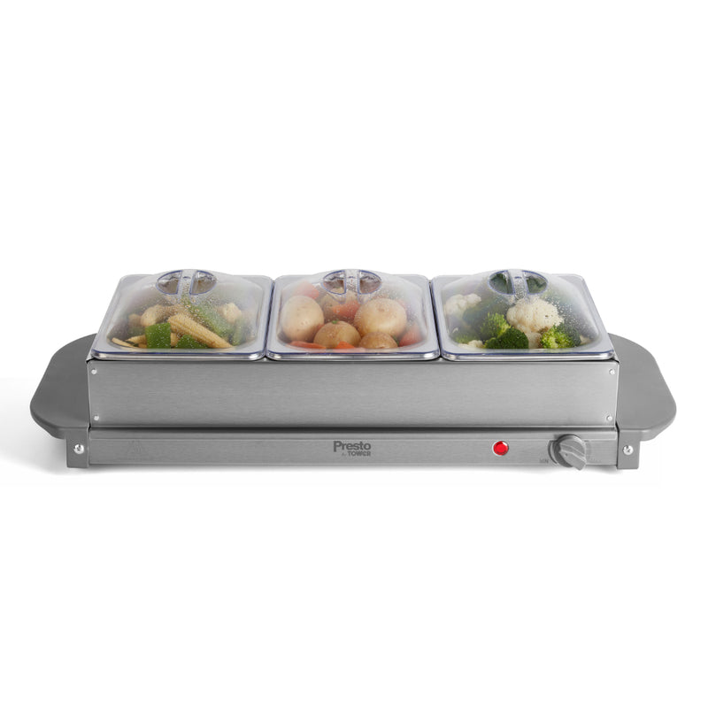 Tower Presto Buffet Server 3 Tray  - Stainless Steel