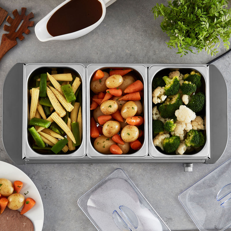 Tower Presto Buffet Server 3 Tray  - Stainless Steel