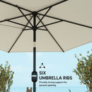Outsunny 2.6M Garden Parasol Umbrella with Aluminium Pole, Tilt, Crank