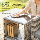 Outsunny Rattan Garden Furniture Bistro Set with Cushion, Mixed Grey