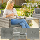 Outsunny Rattan Garden Furniture Bistro Set with Cushion, Mixed Grey