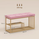 HOMCOM Shoe Storage Bench with Seat Cushion Tufted Shoe Rack Bench Pink