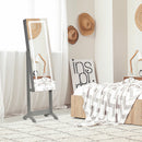 HOMCOM Mirrored Jewellery Cabinet W/ LED Light Lockable Jewellery Armoire Grey