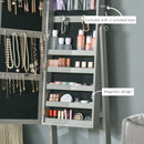 HOMCOM Mirrored Jewellery Cabinet W/ LED Light Lockable Jewellery Armoire Grey