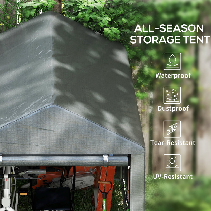Outsunny 1.2 x 1.8m Portable Garden Shed for Motorbikes, Garden Tools, Bikes