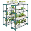Outsunny 4-Tier Plant Stand Indoor Outdoor, Set of 2 Metal Plant Shelf
