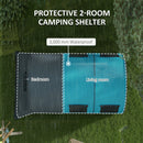 Outsunny Camping Tent, 3000mm Waterproof Family Tent for 5-6 Man, Grey and Blue