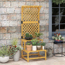 Outsunny Wooden Plant Stand with Trellis for Climbing Plants, Yellow