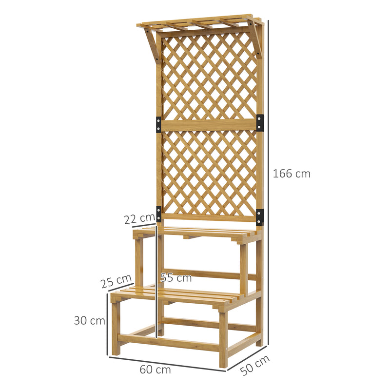 Outsunny Wooden Plant Stand with Trellis for Climbing Plants, Yellow