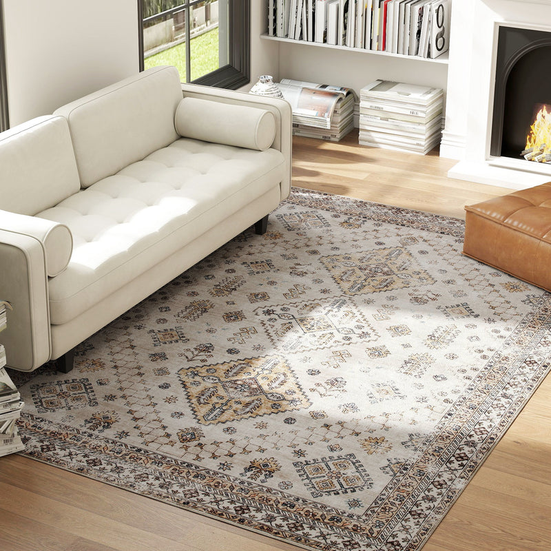 HOMCOM Flannel Non-Slip Washable Rug for Living Room,