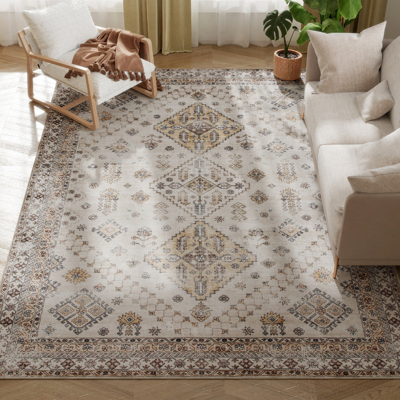 HOMCOM Flannel Non-Slip Washable Rug for Living Room,