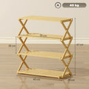 HOMCOM Bamboo Shoe Rack, Folding Shoe Shelf