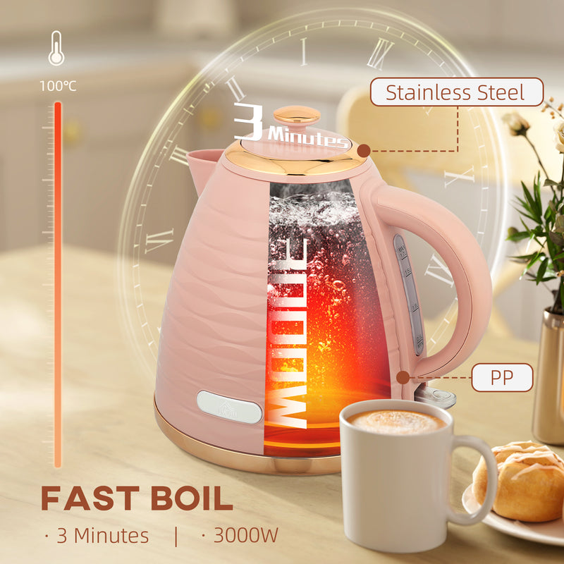 HOMCOM Electric Kettle, Fast Boil, 1.7L, 3kW, Swivel,
